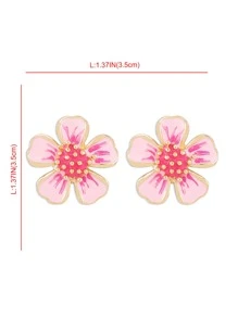 Bông tai thiết kế hoa - Màu Hồng baby - Xem 5