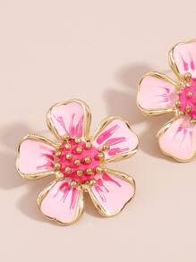 Bông tai thiết kế hoa - Màu Hồng baby - Xem 6