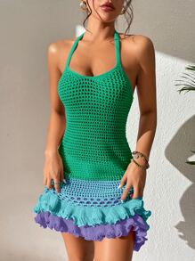 SHEIN Swim فستان ساحلي قص مجوف رسن