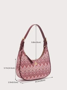 DK DKMG VANESSAMAY&DKMG 1入組母親節假日復古圖案不對稱條紋輕盈調節式PU單肩包，適用於節日、度假、約會、購物和聚會，女士日常使用和禮物 - 彩色 - 查看 7