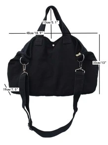 簡約大容量購物包書包，適合畢業生、青少年女孩、新生、大二、大三、大學、大學和高中，非常適合戶外、旅行和返校 - 黑色 - 查看 4