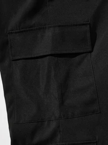 Manfinity 男士側翻蓋口袋金屬扣環腰帶工裝褲