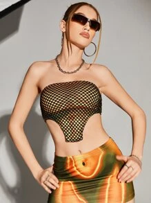 SHEIN ICON Hollow Out Asymmetrical Hem Tube Top - Multicolor - View 5