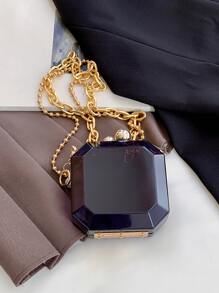 Mini kiss Lock Chain Box Bag - Black - View 5