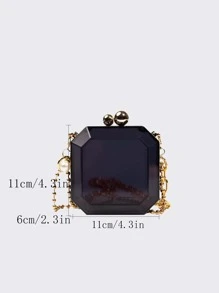 Mini kiss Lock Chain Box Bag - Black - View 7