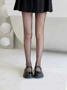 小女童素色漁網褲襪 - 黑色 - 查看 1