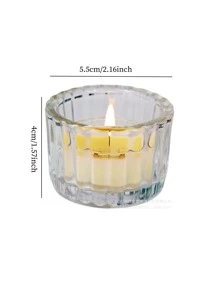 1pc Giá nến thủy tinh, Chân nến trong suốt có kết cấu hiện đại để bàn - Trong sáng - Xem 2