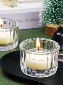 1pc Giá nến thủy tinh, Chân nến trong suốt có kết cấu hiện đại để bàn - Trong sáng - Xem 4