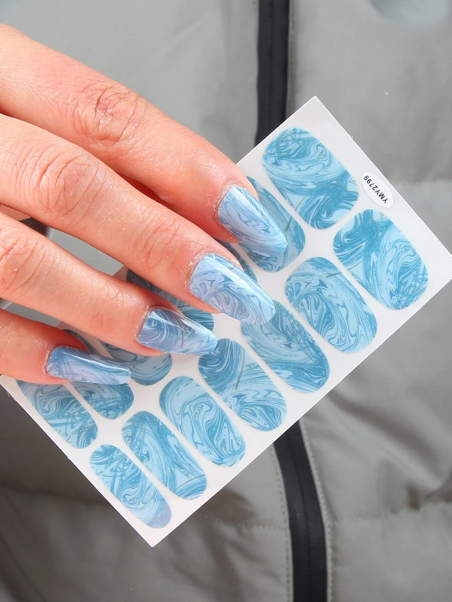 1 hoja de pegatinas de arte para uñas con impresión de mármol y 1 lima de uñas. Pegatinas para uñas para hacer tú misma. - Multicolor - Ver 1