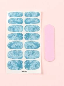 1 hoja de pegatinas de arte para uñas con impresión de mármol y 1 lima de uñas. Pegatinas para uñas para hacer tú misma. - Multicolor - Ver 2