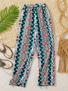 Chicas Pantalones geométrico & con estampado floral - Multicolor - Ver 2