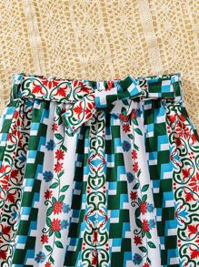 Chicas Pantalones geométrico & con estampado floral - Multicolor - Ver 5