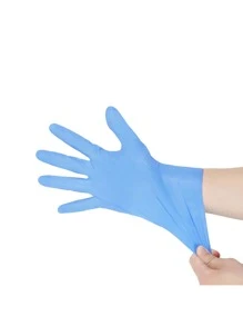 100pcs Solid Color Disposable Household Glove, Simple Blue Dishwashing Glove For Kitchen - Blue - View 4