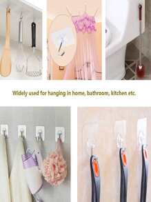 10入組PVC極簡透明花細節牆面掛鉤 - 白色 - 查看 7