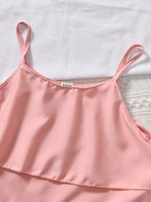 SHEIN 女孩荷葉邊吊帶上衣和闊腿褲 - 淺粉色 - 查看 3