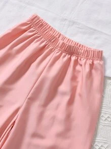 SHEIN 女孩荷葉邊吊帶上衣和闊腿褲 - 淺粉色 - 查看 7