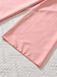 SHEIN 女孩荷葉邊吊帶上衣和闊腿褲 - 淺粉色 - 查看 8