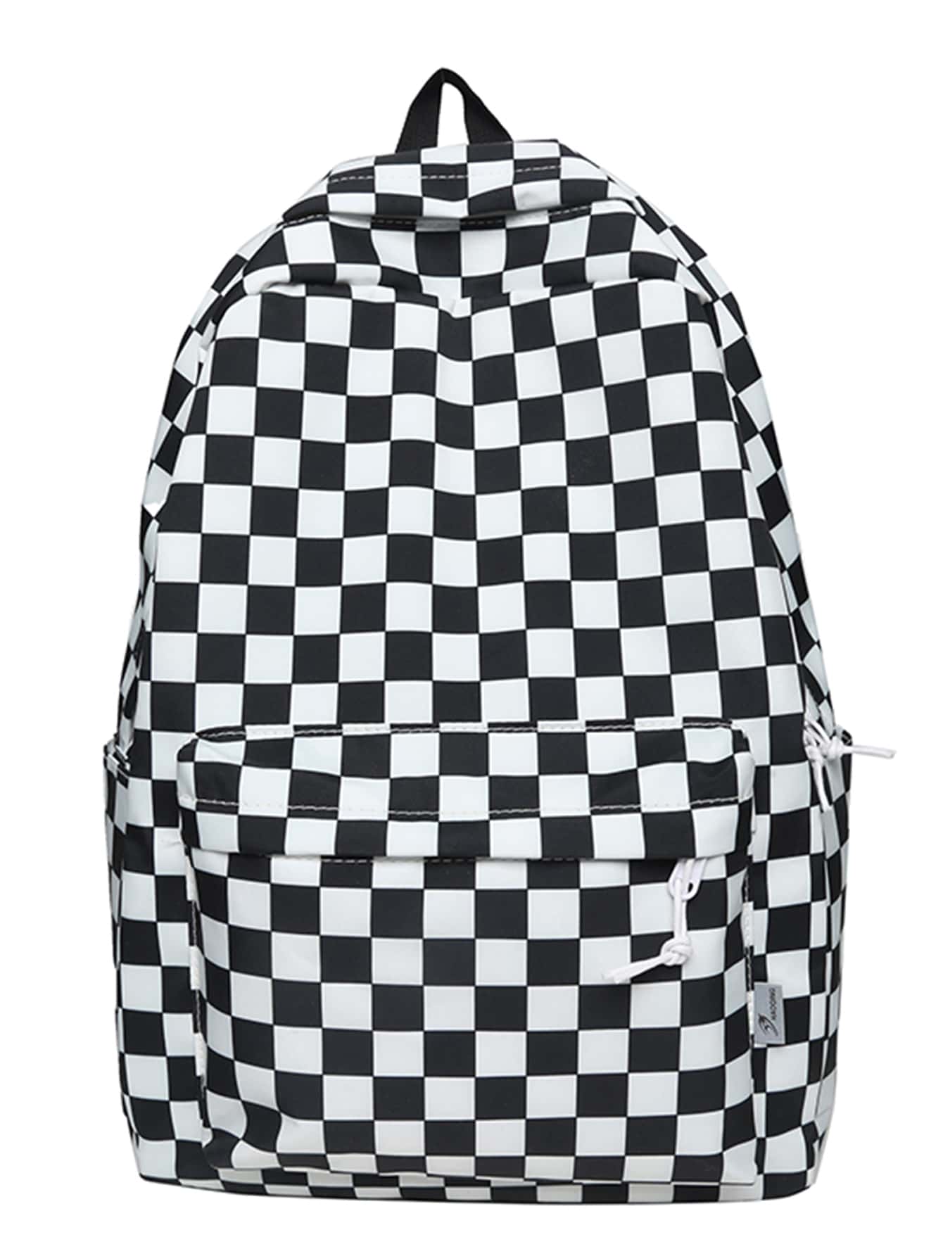 棋盘图案休闲背包，适合大学生，男女通用 - 彩色 - 查看 1