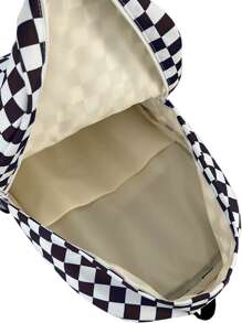 棋盘图案休闲背包，适合大学生，男女通用 - 彩色 - 查看 4