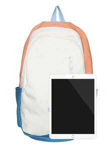 日常休閒款色塊背包 - 藍白色 - 查看 3