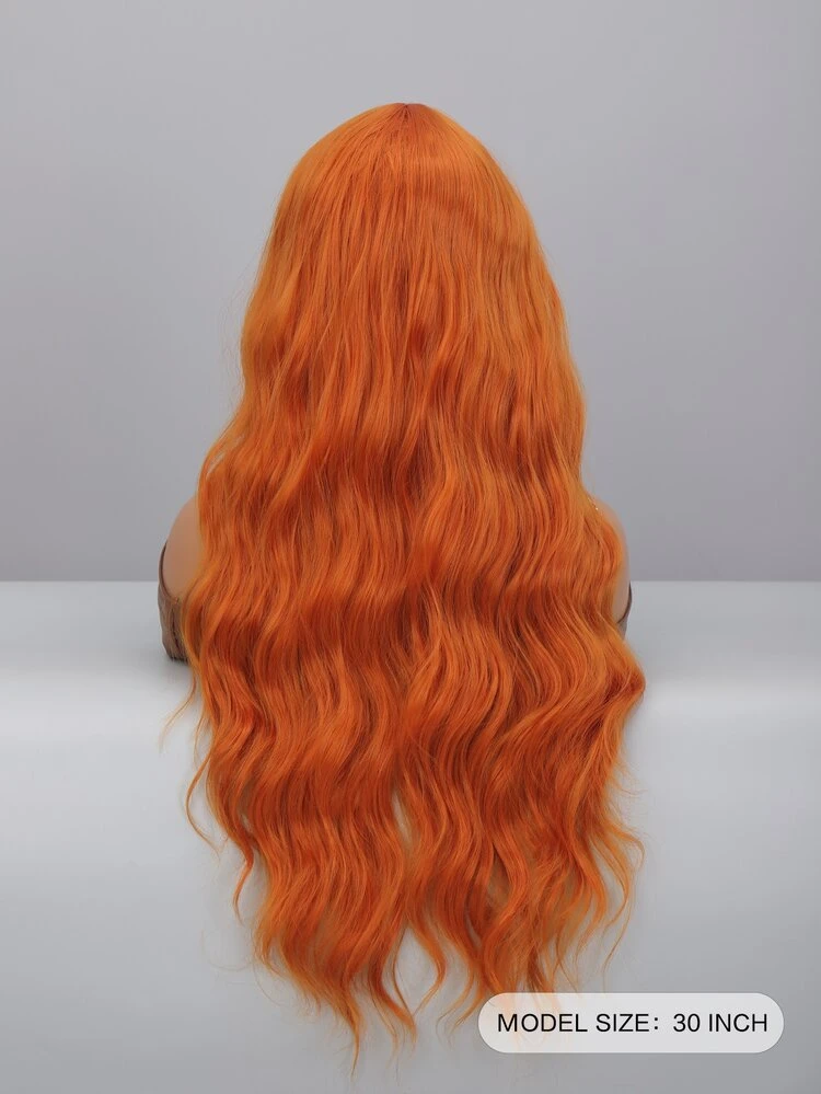 Peluca sintética con encaje delantero largo rizado - Naranja - Ver 2