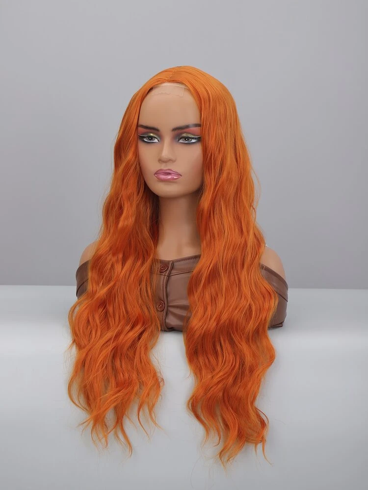 Peluca sintética con encaje delantero largo rizado - Naranja - Ver 3