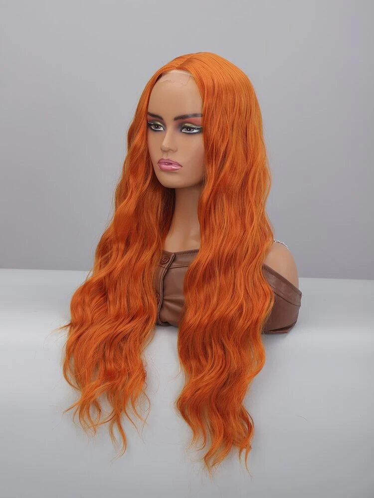Peluca sintética con encaje delantero largo rizado - Naranja - Ver 5