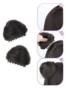 Short Synthetic Hair Bun - Black - View 4