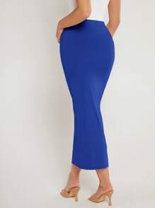 SHEIN BASICS Solid Pencil Skirt - Royal Blue - View 2