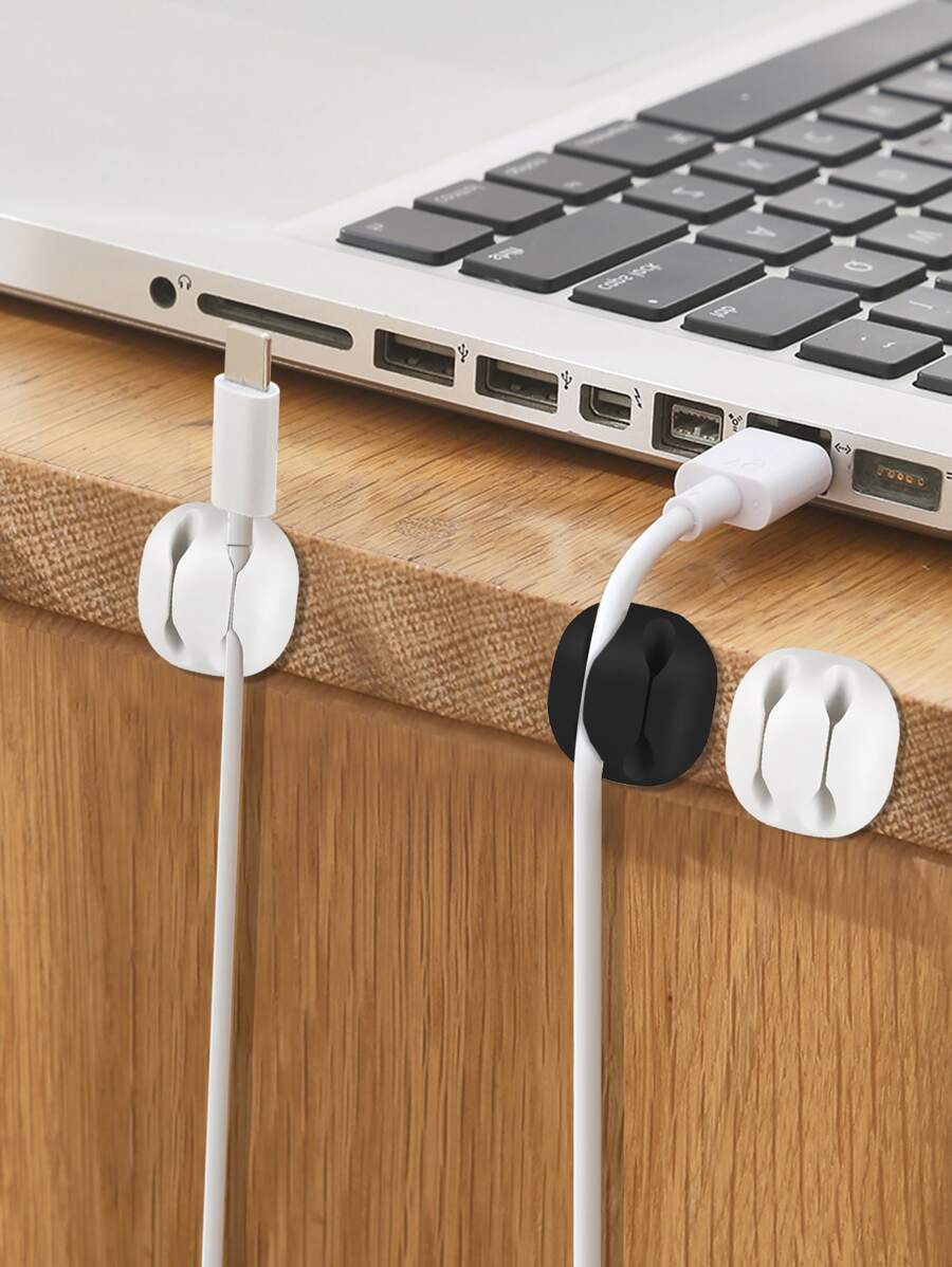 Bộ 4 Giá đỡ cáp dữ liệu bằng silicon - Đen và trắng - Xem 1