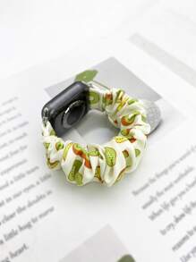 Kiwi Pattern Scrunchie Design Watchband Compatible With Apple Watch - Multicolor - View 3