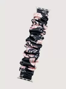 1pc Women Printed Apple Design Scrunchie Watchband, Compatible With Apple Apple Watch 49mm 45mm 44mm 42mm 40mm 41mm 38mm, Suitable For Apple Watch Ultra/SE/Series 8/7/6/5/4/3/2