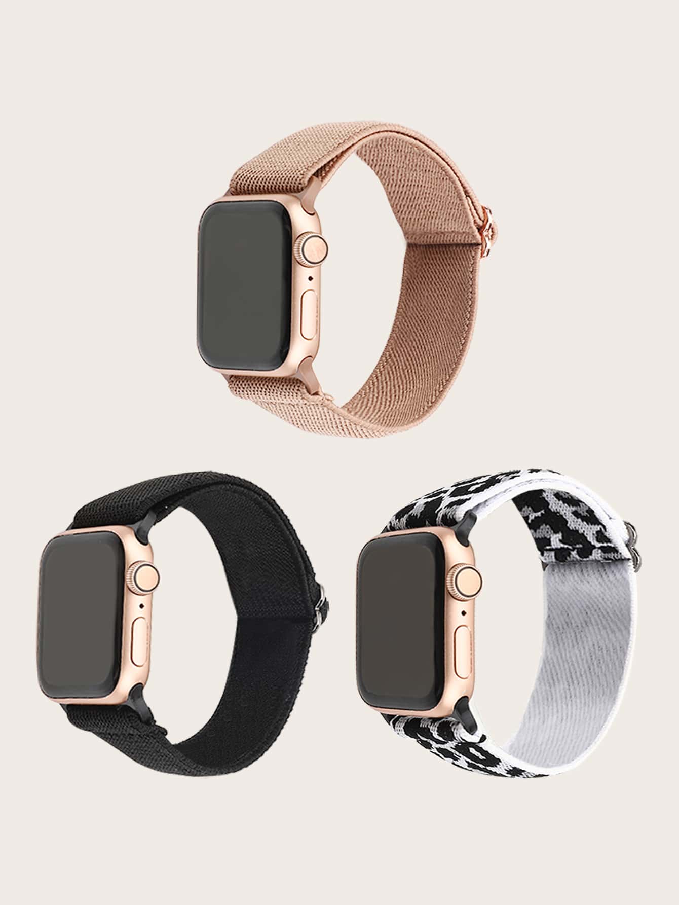 3 dây đeo đồng hồ có thể điều chỉnh bằng nylon đàn hồi Tương thích với Apple Watch 1-8 - Nhiều màu - Xem 1
