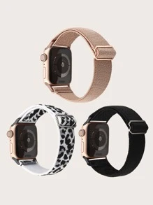 3 dây đeo đồng hồ có thể điều chỉnh bằng nylon đàn hồi Tương thích với Apple Watch 1-8 - Nhiều màu - Xem 2