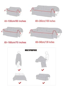 1pc Leaf Pattern Sofa Towel, Modern Polyester Fringe Trim Sofa Cover Blanket For Home - Blue - View 4