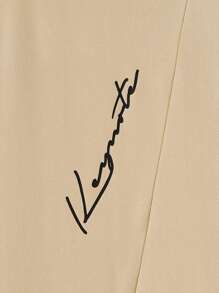 GENTILAND Hombres Camiseta con estampado de letra - Caqui - Ver 3