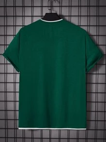 Manfinity Men Contrast Trim Pocket Patched Tee - Dark Green - View 2