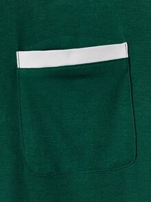 Manfinity Men Contrast Trim Pocket Patched Tee - Dark Green - View 4