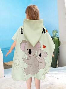 1pc Kids Microfiber Bath Towel, Abstract Koala Pattern Hooded Bath Beach Towel For Beach - Multicolor - View 2