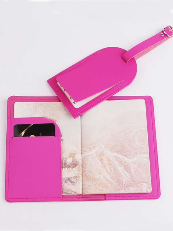 Metallic Letter Graphic Passport Case With Luggage Tag SHEIN USA