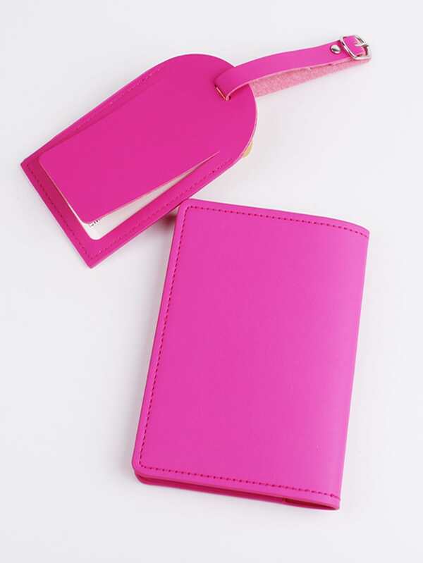 Metallic Letter Graphic Passport Case With Luggage Tag SHEIN USA