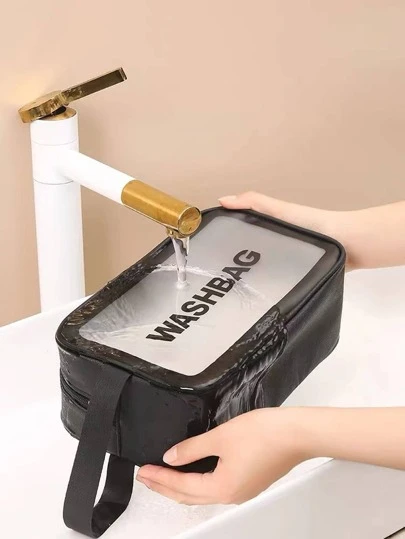 1 件防水洗漱用品旅行袋，现代字母图形收纳袋，适合家庭使用，波西米亚风