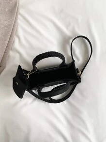 Túi vuông nhỏ với chi tiết khâu túi nhỏ Polyester - màu đen - Xem 4