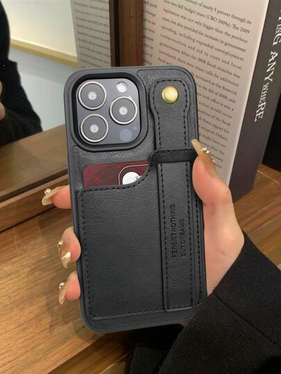 Compatible With IPhone 14/15/16 Pro/Max/Plus Case With Card Slot, Wrist Strap And Stand Waterproof Shockproof Anti-Fall Scratch Resistant