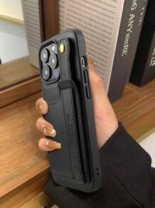 适用于 14/15/16 Pro/Max/Plus 的手机壳，带卡槽、腕带和支架，防水防震防摔防刮花 - 黑色 - 查看 2