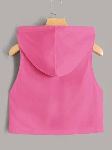 SHEIN EZwear 多巴胺穿衣法字母補丁細節連帽背心上衣 - 玫紅色 - 查看 2