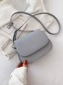 Yogodlns Mini Letter Graphic Flap Saddle Bag - Grey - View 5