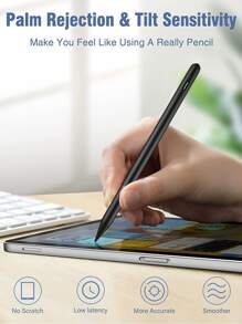 触控笔兼容 iPad 2018-2024，防手掌拒绝，倾斜感应，LED 电池指示灯，支持 Apple iPad Pro 11"/12.9"/M4、iPad Air 3/4/5/M2、iPad 6-10、iPad Mini 5/6/7 Gen - 黑色 - 查看 3