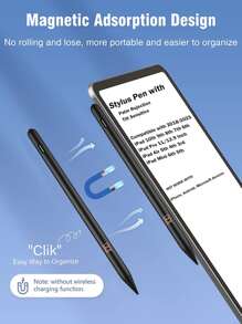 触控笔兼容 iPad 2018-2024，防手掌拒绝，倾斜感应，LED 电池指示灯，支持 Apple iPad Pro 11"/12.9"/M4、iPad Air 3/4/5/M2、iPad 6-10、iPad Mini 5/6/7 Gen - 黑色 - 查看 4