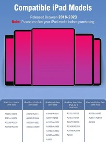 触控笔兼容 iPad 2018-2024，防手掌拒绝，倾斜感应，LED 电池指示灯，支持 Apple iPad Pro 11"/12.9"/M4、iPad Air 3/4/5/M2、iPad 6-10、iPad Mini 5/6/7 Gen - 黑色 - 查看 5